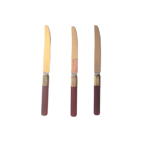 Vintage Prisma Laslo For Mikasa Made in Japan 3 Opaque Handles Knives - Picture 4 of 6